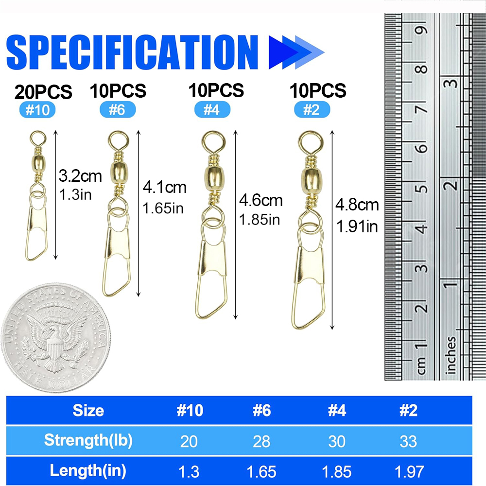 50Pcs Gold Fishing Barrel Swiv - đánh giá và giá Fishing Equipment Shop