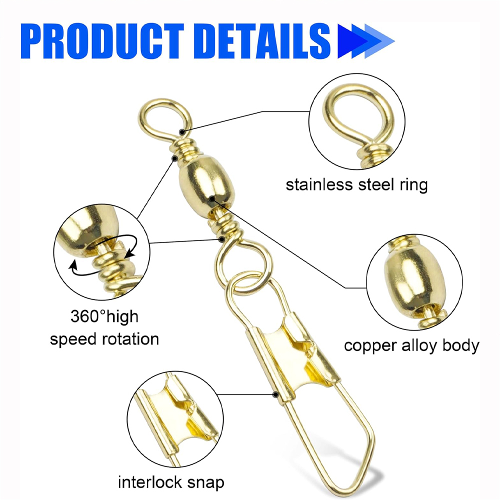 50Pcs Gold Fishing Barrel Swiv - đánh giá và giá Fishing Equipment Shop