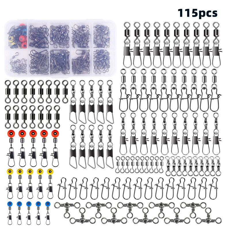 115pcs Fishing Swivel Connecto - đánh giá và giá Freshwater Fishing Kit