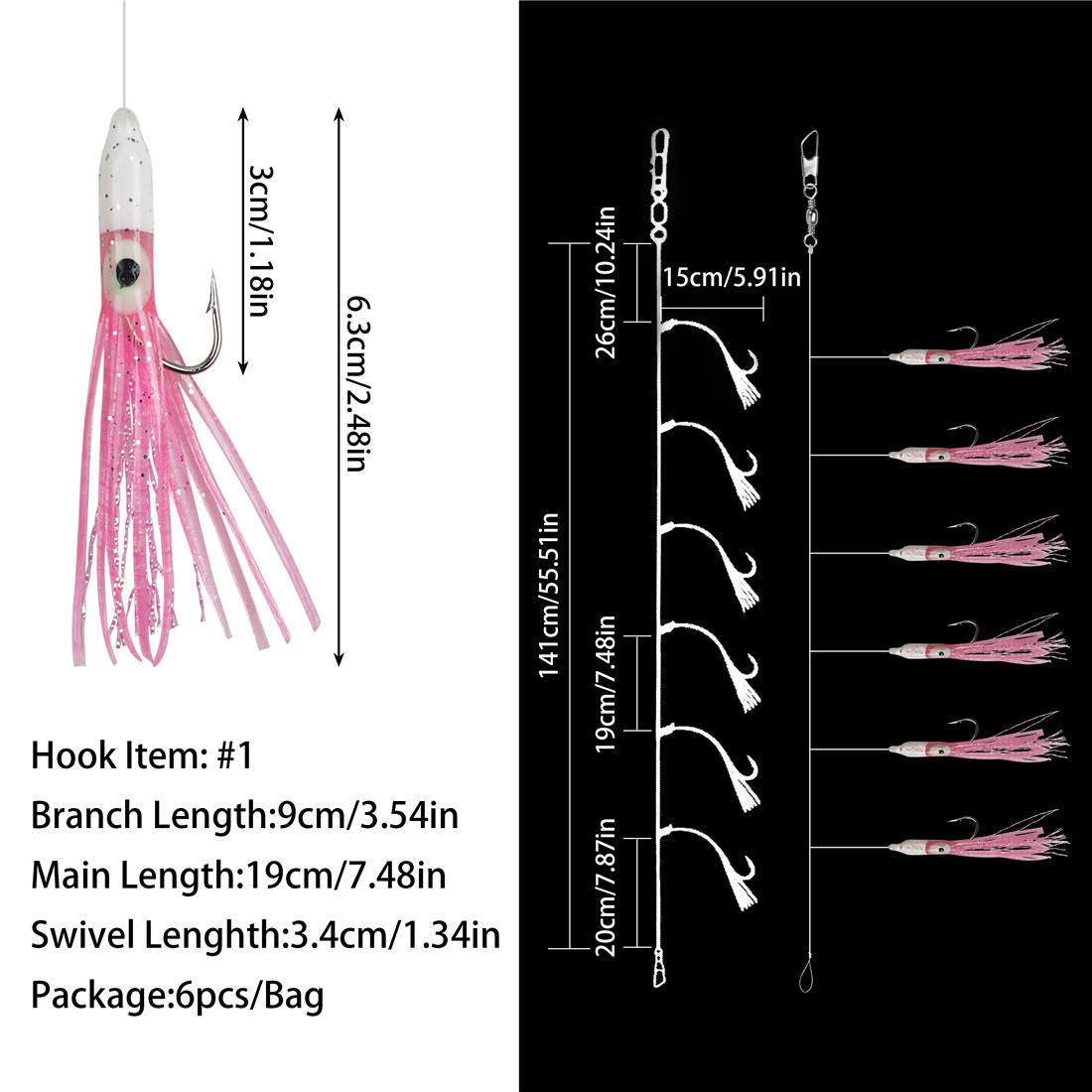 6Packs String Fishing hooks 6- - đánh giá và giá Fishing Equipment Shop