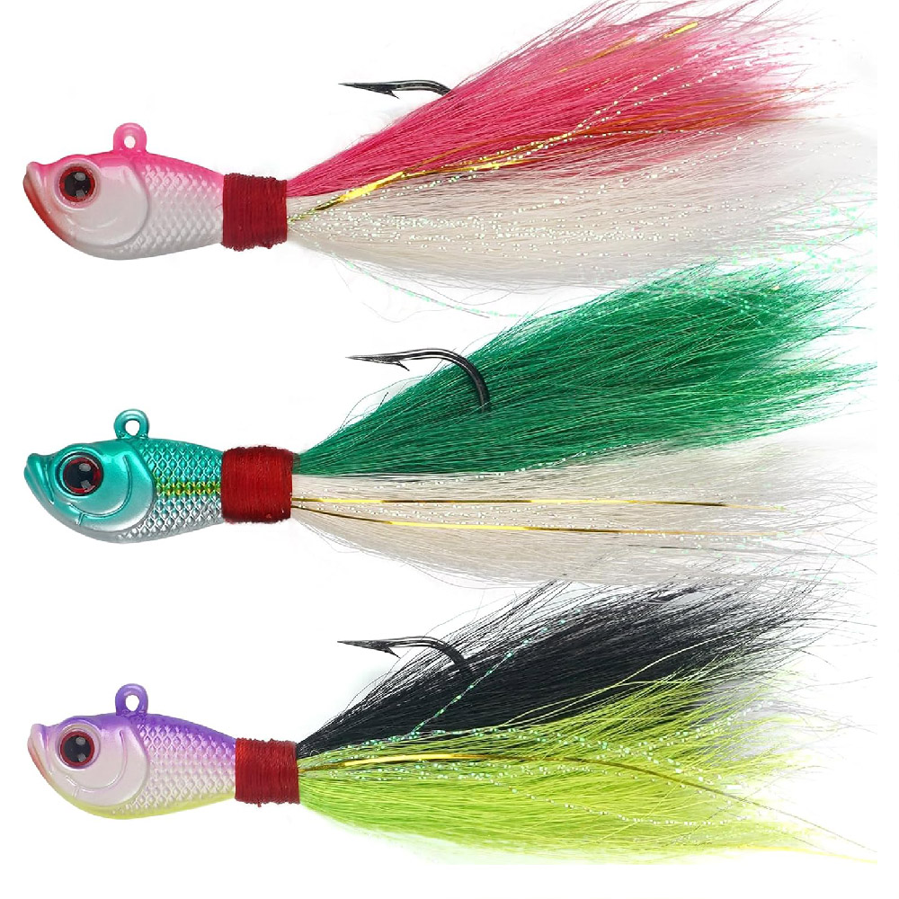 3pcs Bucktail Jigs Saltwater F - đánh giá và giá Fishing Equipment Shop