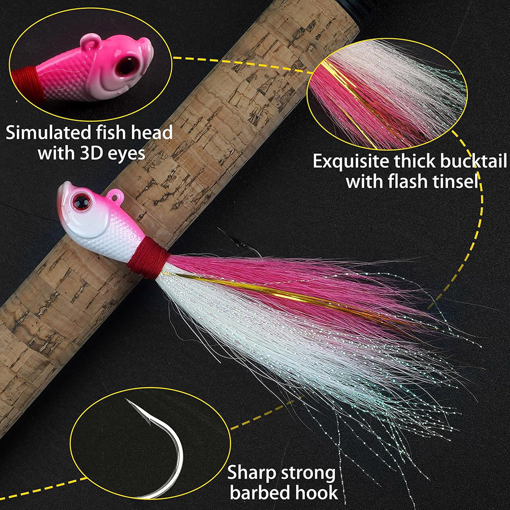 3pcs Bucktail Jigs Saltwater F - đánh giá và giá Fishing Equipment Shop